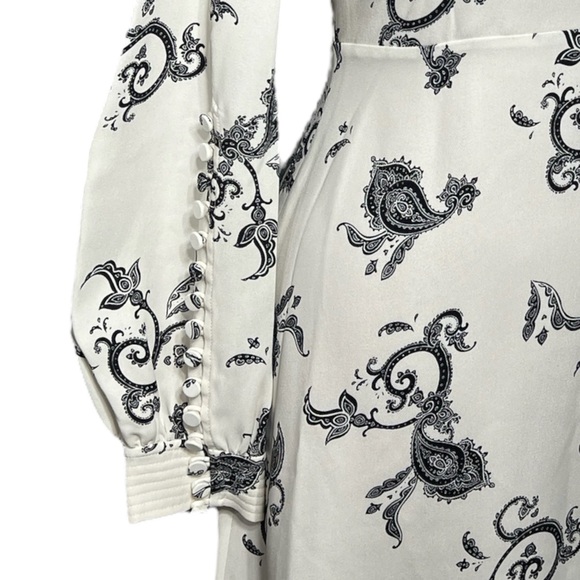 A.L.C. Lauren Dress eggshell white black retro paisley print mini dress size 6 - Picture 6 of 9